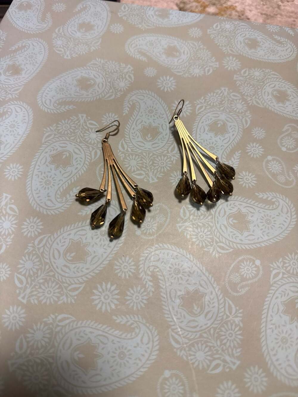 Long Chandelier Earrings, Natural Pyrite Earrings, Gold Dangle Earrings, Boho Ch - Picture 2 of 7